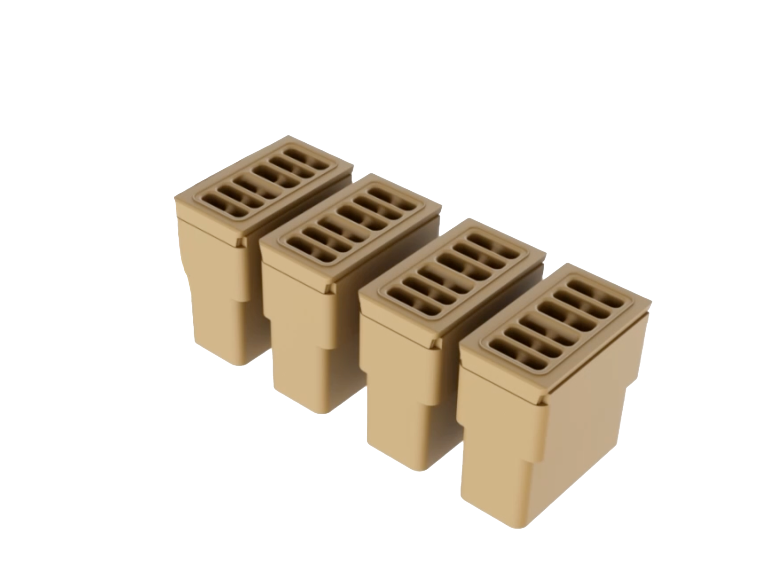 a 3d view of 4 Straightflo valve modules