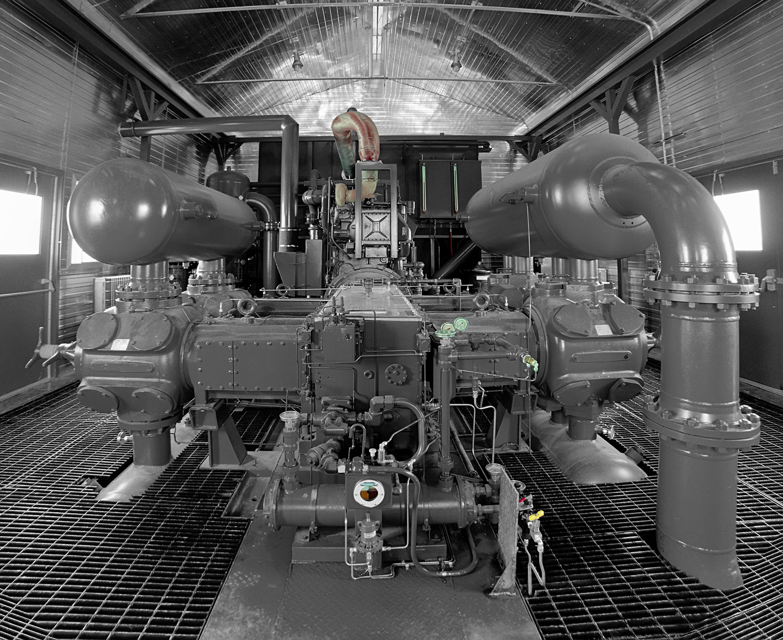 Industrial scene of a pump or compressor room