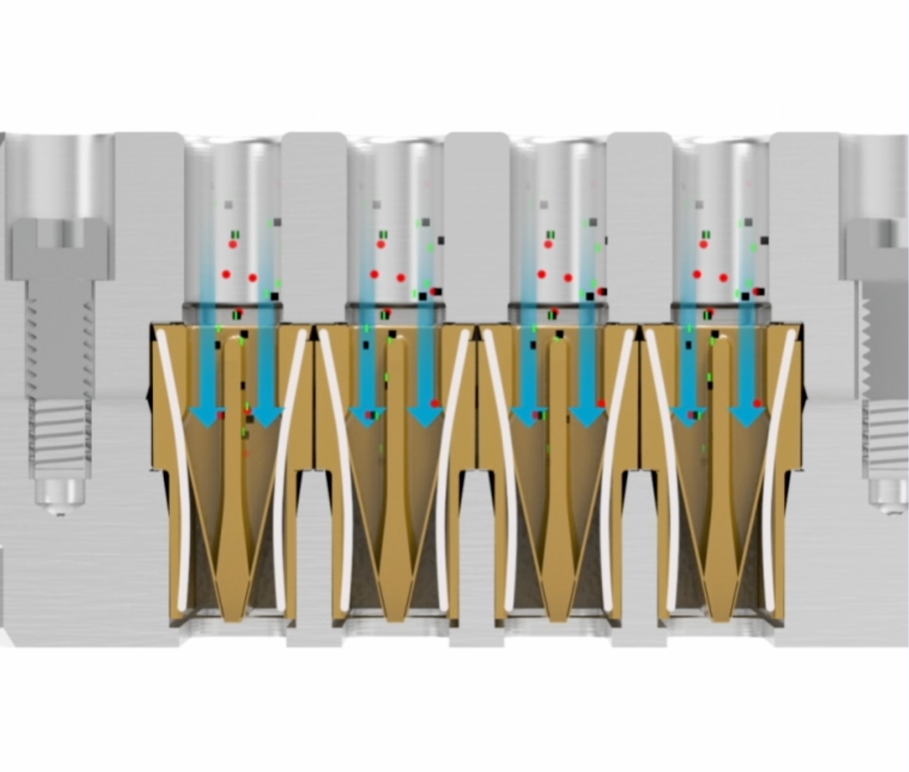 a cutaway view of the Straightflo valve product handling debris